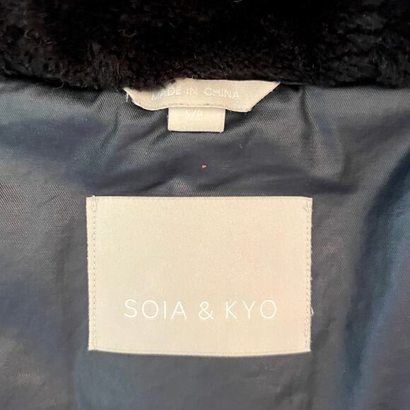 Soia & Kyo Fur Trimmed Waxed Parka Coat Jacket In Navy Indigo Size Small - Picture 11 of 13